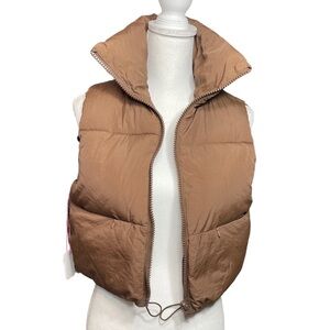 Simply Southern Cropped Mocha Brown Puffer Vest